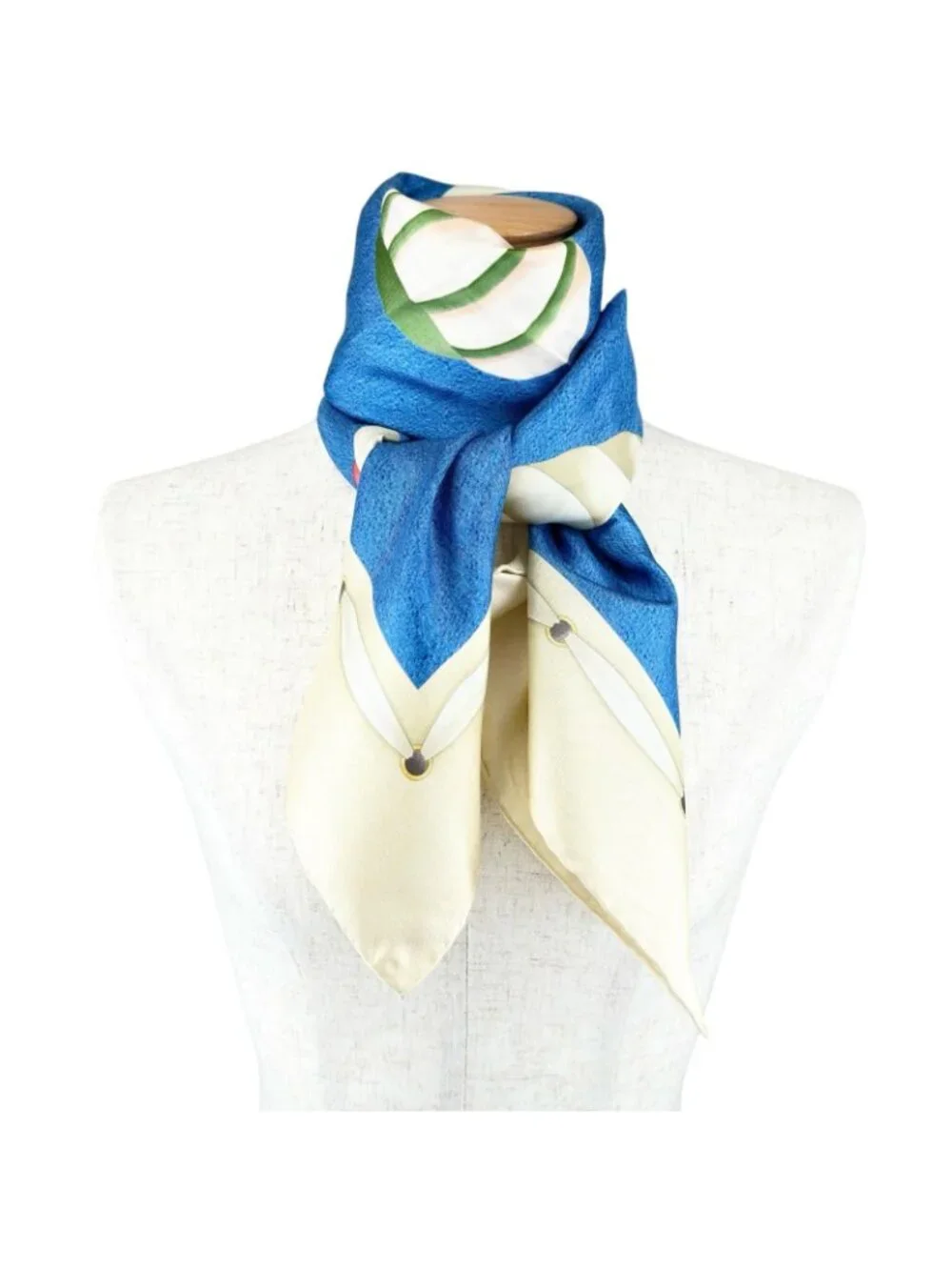 Bvlgari Silk Blue Beige Scarf